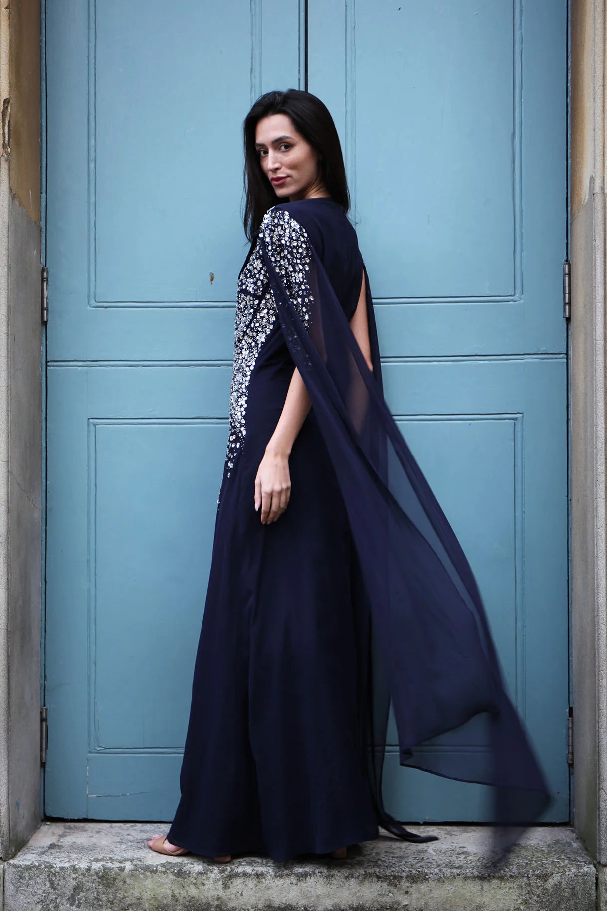 Gabrielle Navy Gown