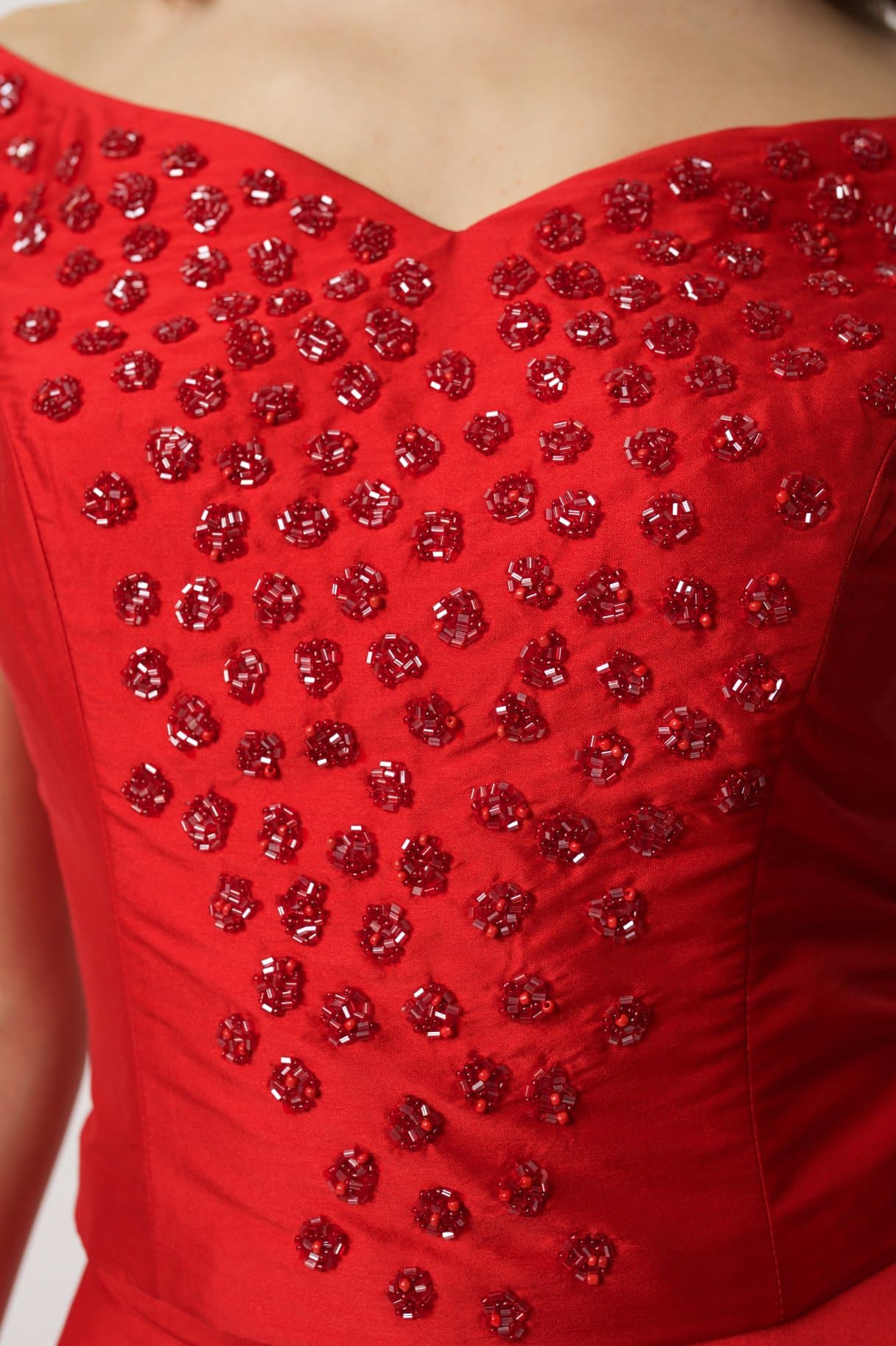 Red Taffeta Boned Bodice