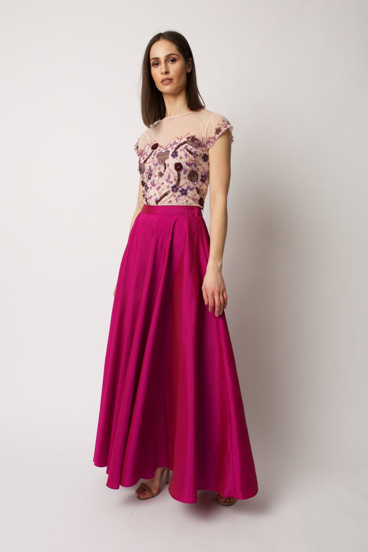 Fuchsia Taffeta Maxi Skirt – Raishma - Main Image
