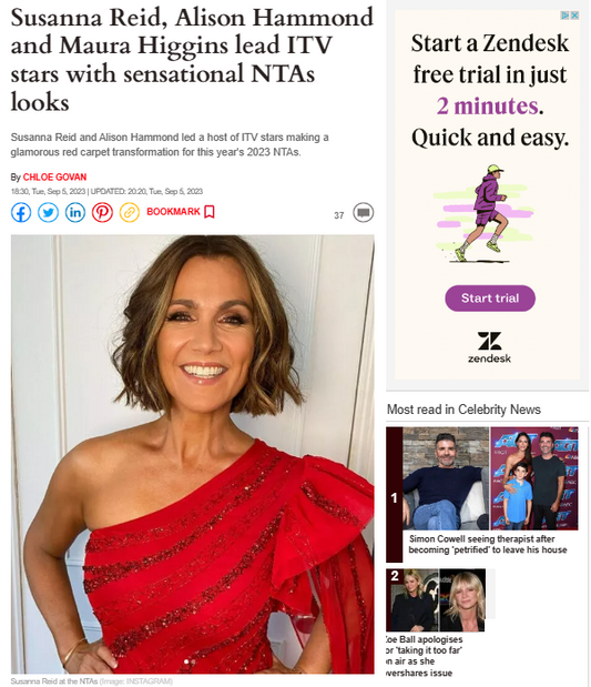 Susanna Reid leading sensational NTA looks in Daily Express article