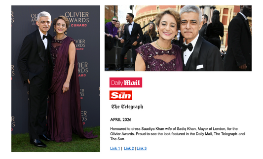 Saadiya Khan Wears Raishma to the Olivier Awards