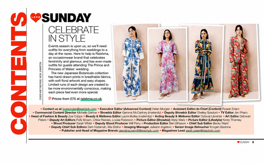 Raishma's Summer Occasion wear Featured in Love Sunday Magazine
