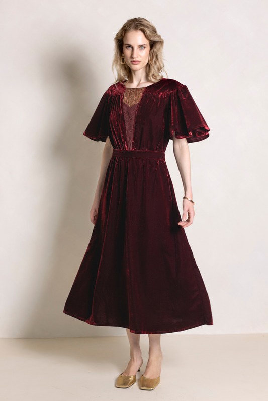 Adeline Burgundy Dress