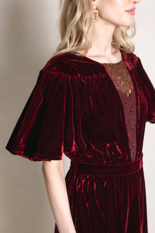 Adeline Burgundy Dress