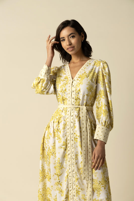 Aaliyah Yellow Cotton Dress