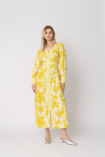 Aaliyah Yellow Cotton Dress – Raishma