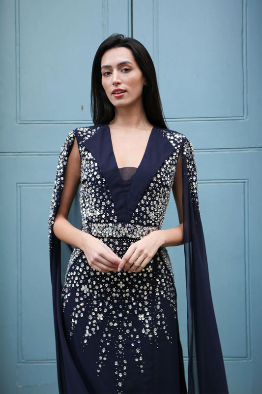Gabrielle Navy Gown