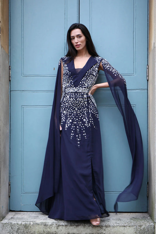 Gabrielle Navy Gown