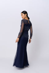 Navy Laurel Gown