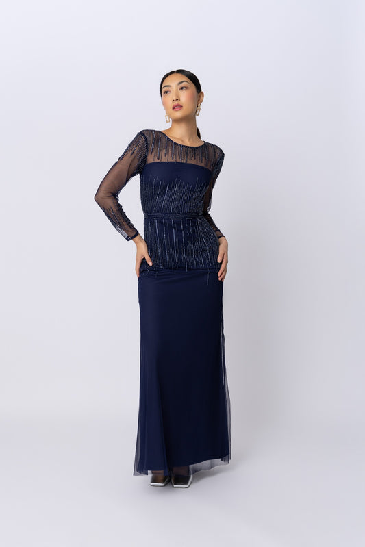 Navy Laurel Gown