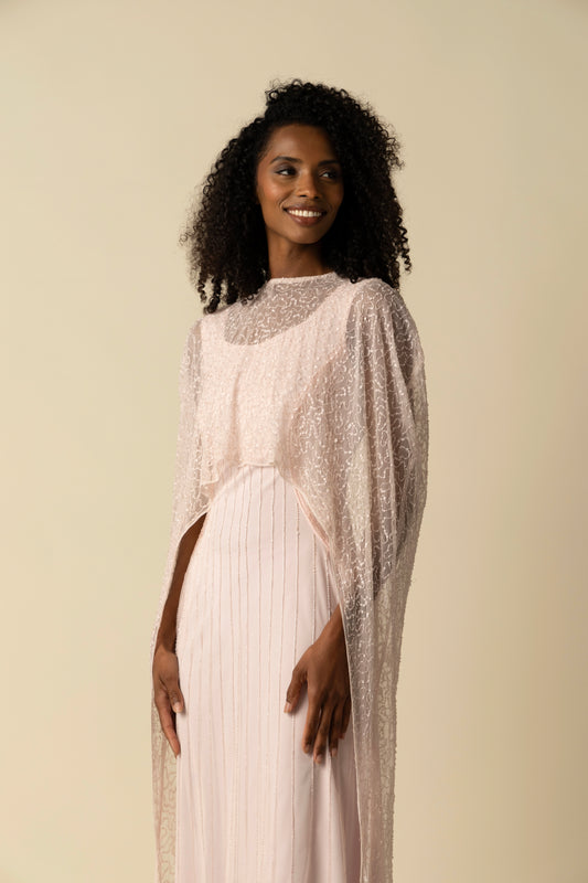 Blush Melony Cape Gown