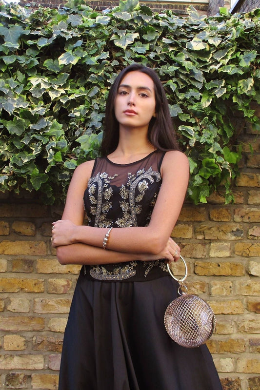 Black and Gold Crop Top