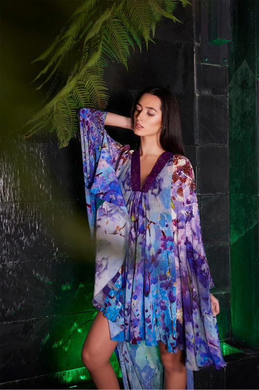 Midnight Iris High-Low Kaftan