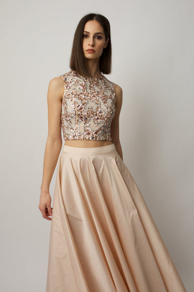 Long gown with outlet crop top