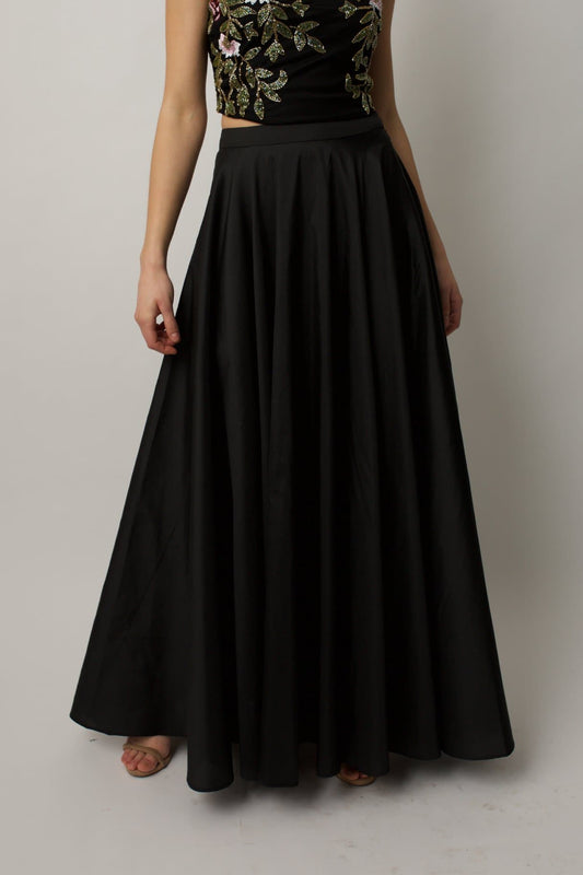 Black Taffeta Maxi Skirt