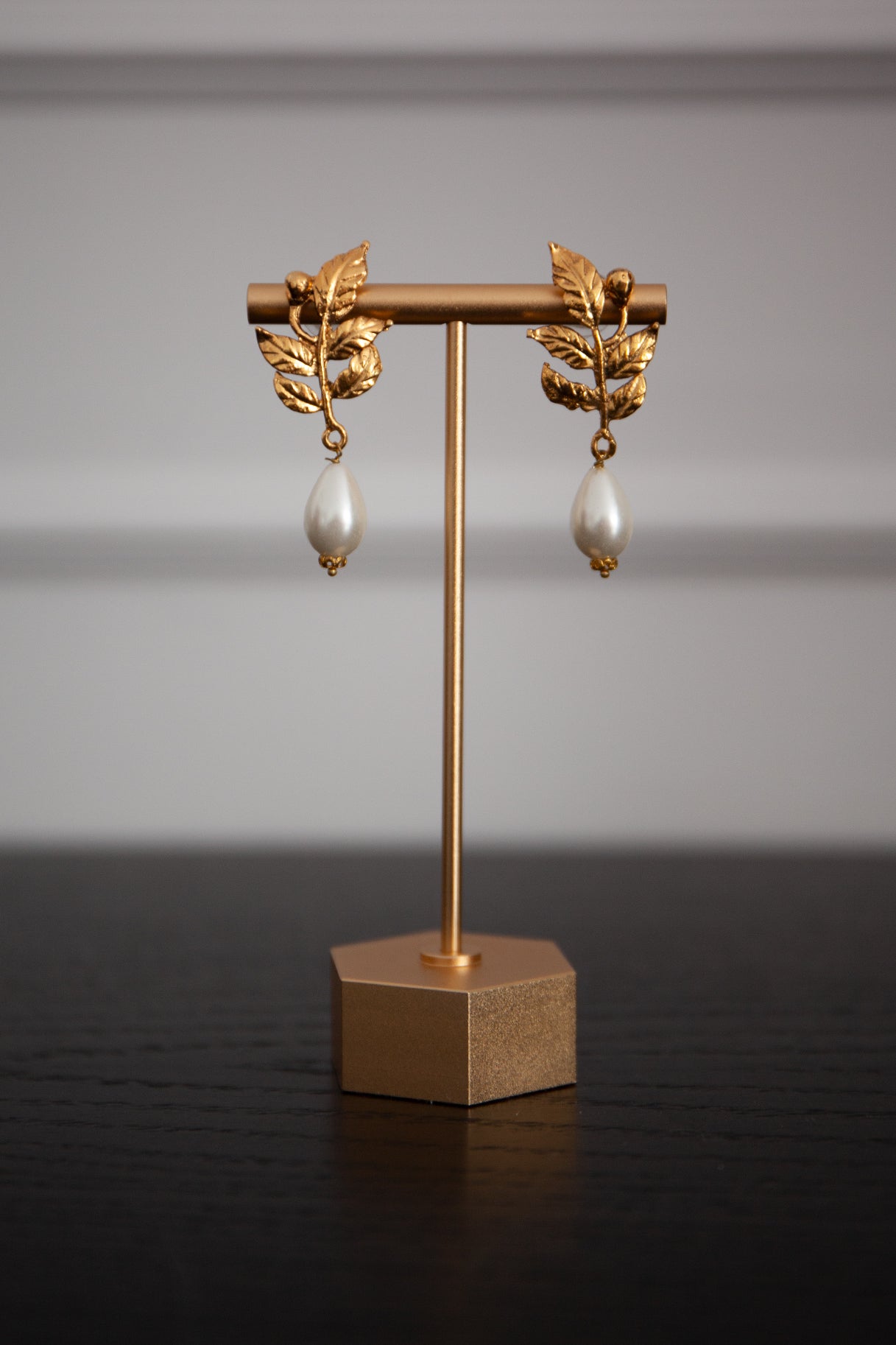 Gold Pearl Drop Earrings