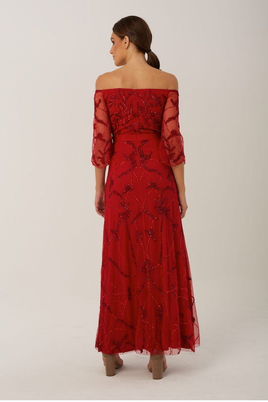 red poppy evening gown 