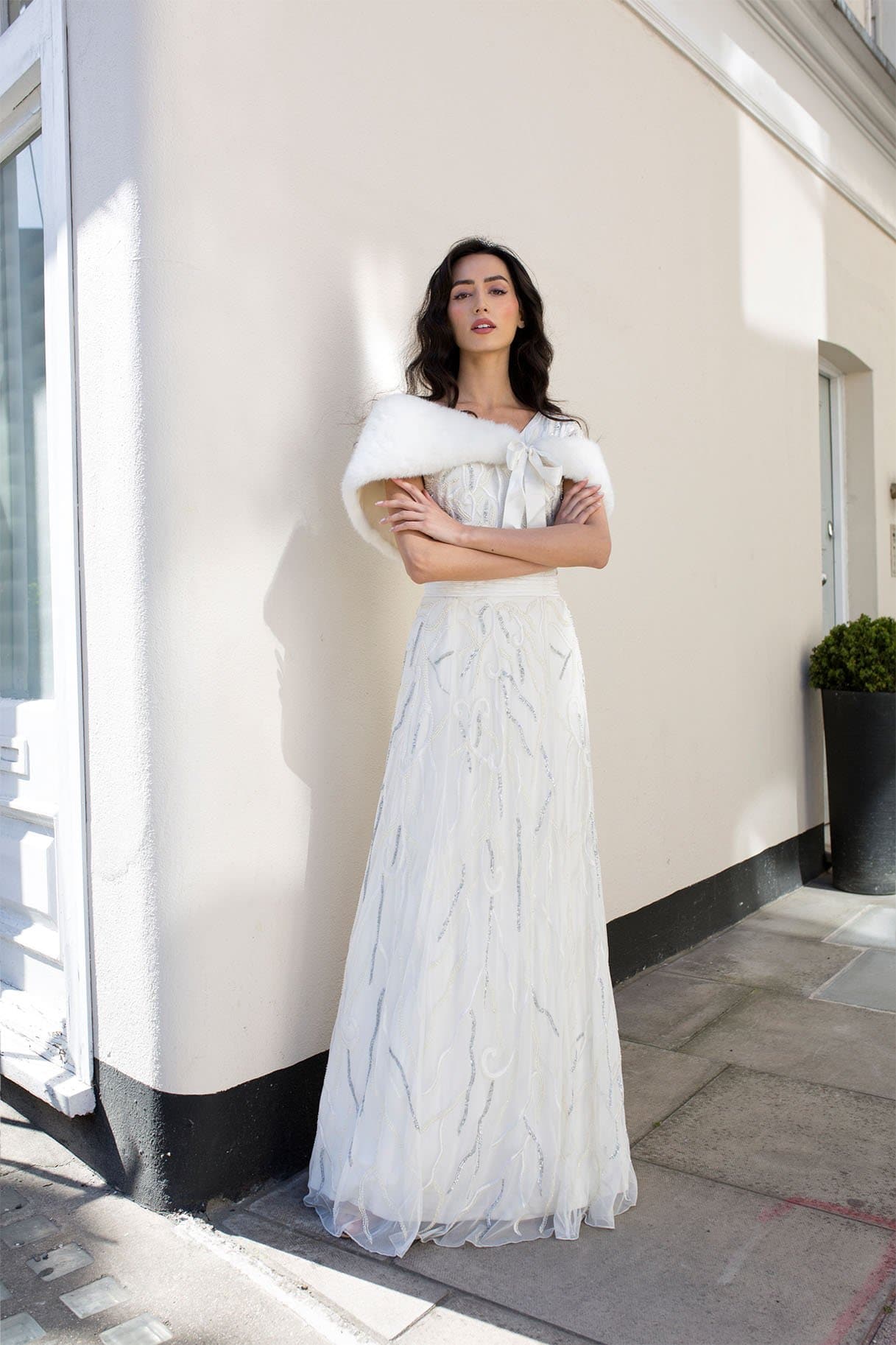 Short Sleeve White Bridal Gown 